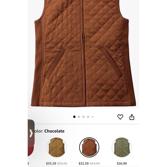 Bienzoe Quilted Casual Vest Sleeveless Jacket Chocolate Brown Women's Medium - Picture 7 of 7